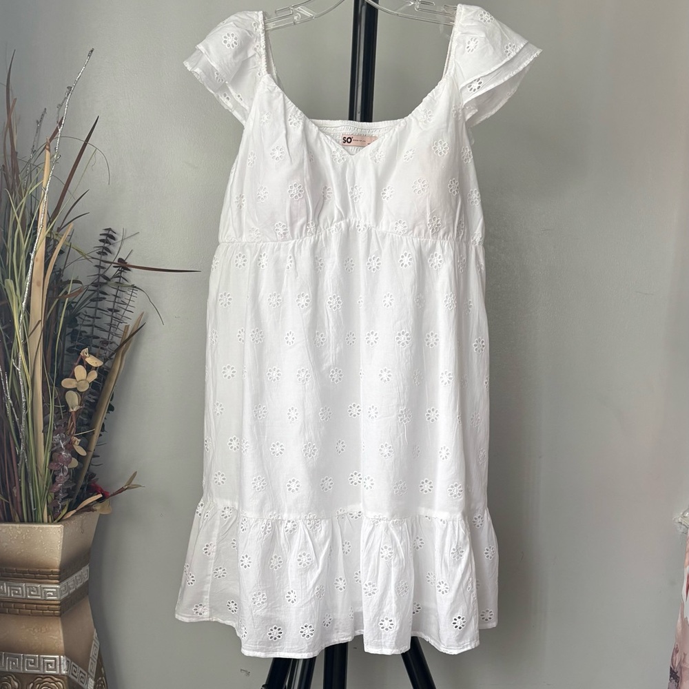 SO White Eyelet Midi Dress